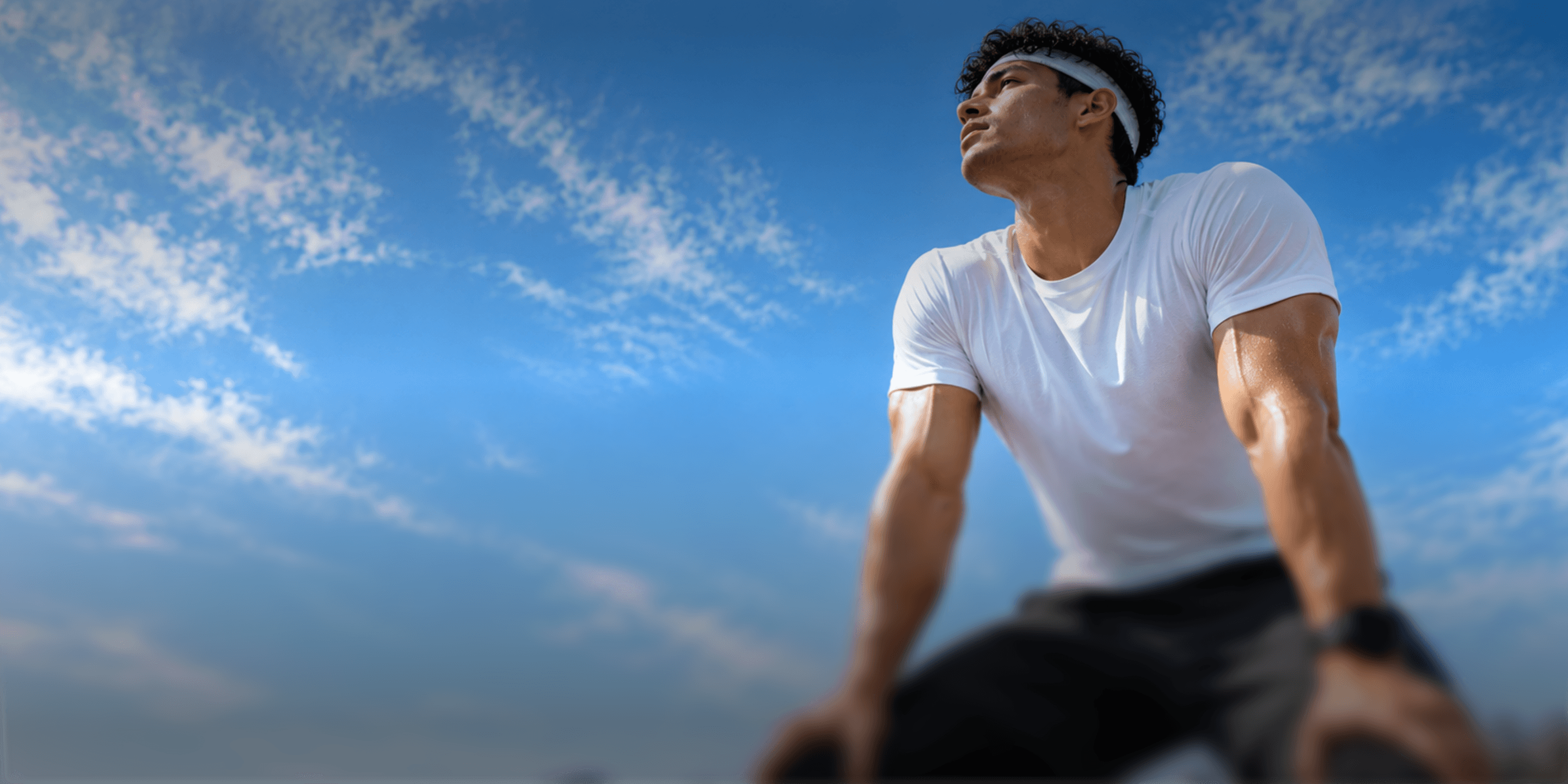 Client against open sky, looking up after a set